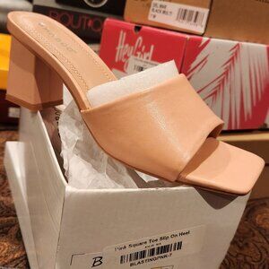 Bamboo Square-toe Slip-on Heel